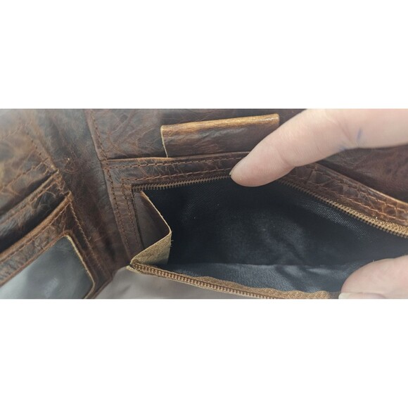 Vtg Rolfs Brown Distressed Leather Organizer Wilderness Collection Crossbody NEW - Picture 12 of 16